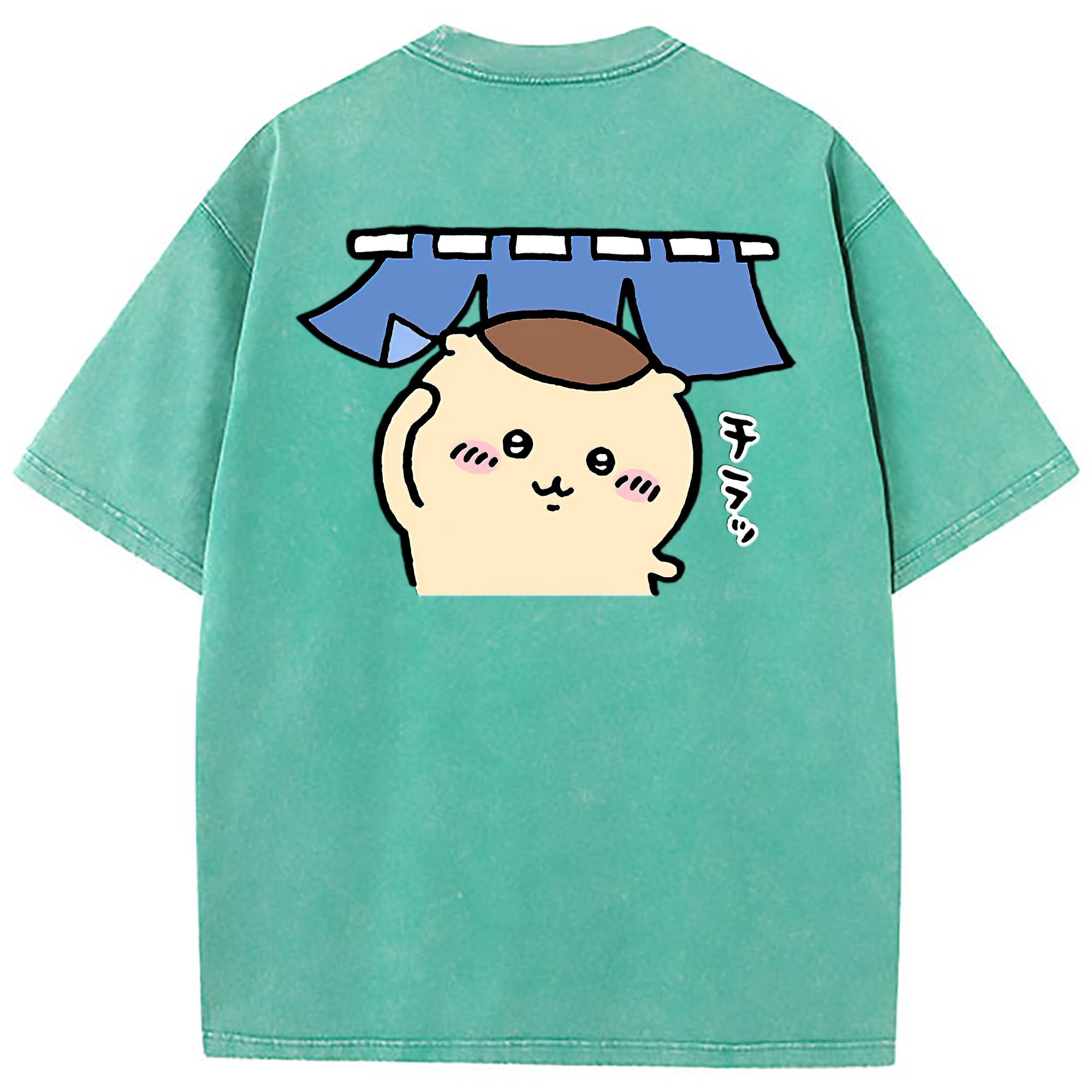 （画像用） ちいかわ くりまんじゅう Chii-kawa kuri manjū 綿100% ヴィンテージ風 半袖Tシャツ（背面プリント）
